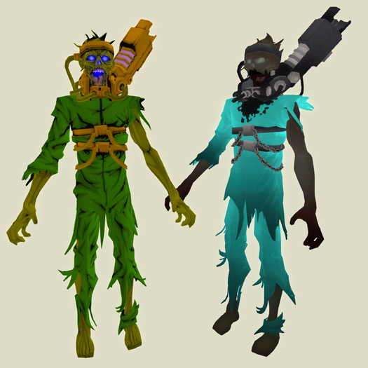 Second Life Marketplace H.O.W Mesh Electric Zombie Guys x 2, Full Perm, Low LI, Low Prim